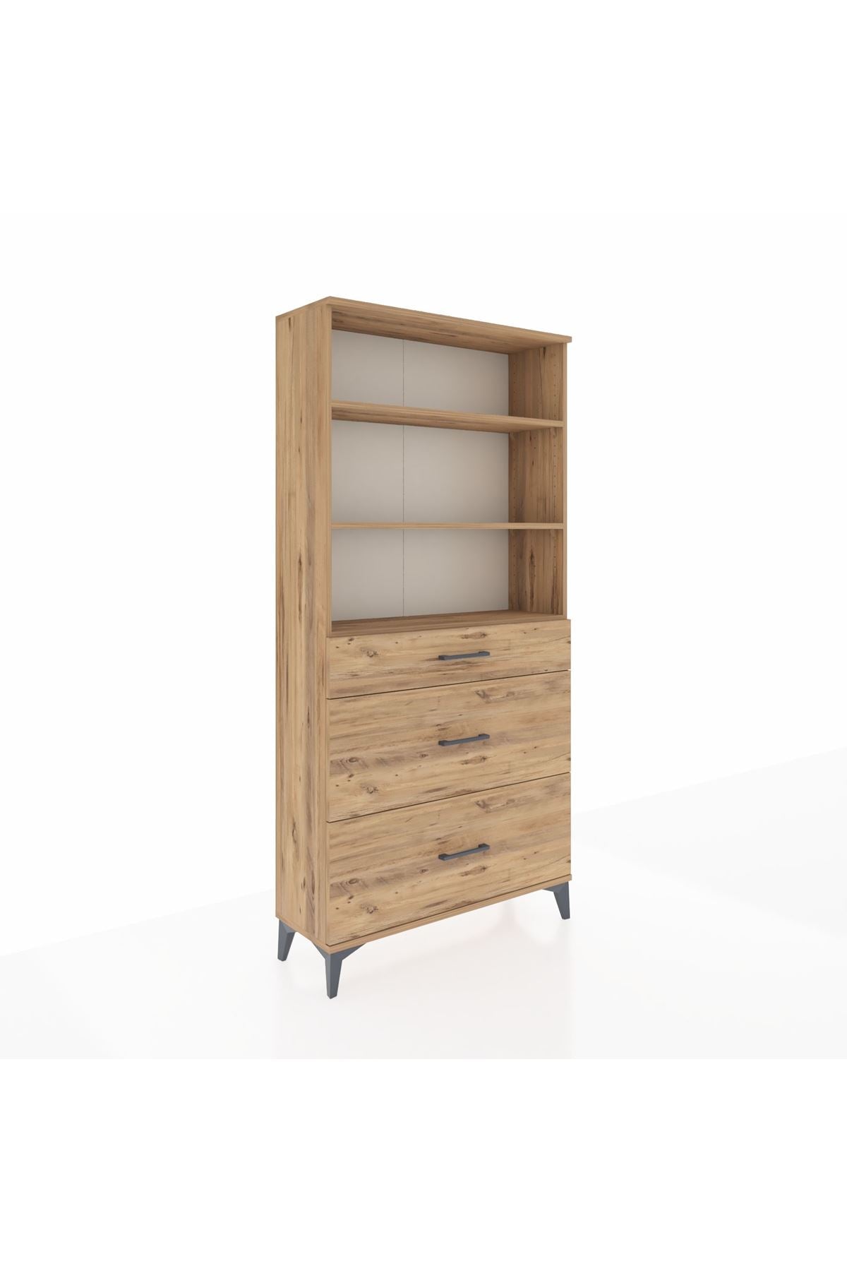 Arges Dolap 3 Raflı 3 Çekmeceli 88x30x182 - S24M048V9A