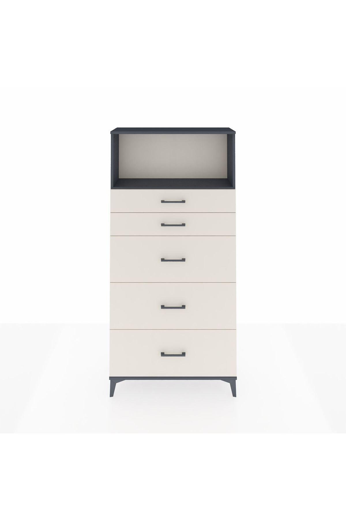 Arges Dolap Tek Raflı 5 Çekmeceli 88x30x182 - S24M050V4A