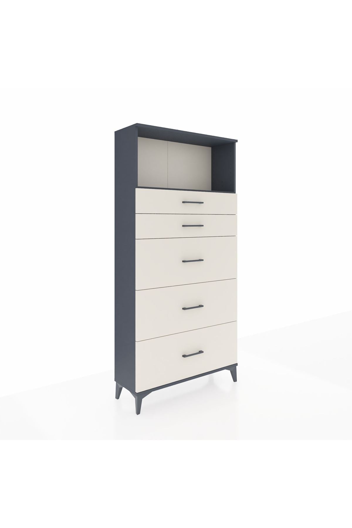 Arges Dolap Tek Raflı 5 Çekmeceli 88x30x182 - S24M050V4A
