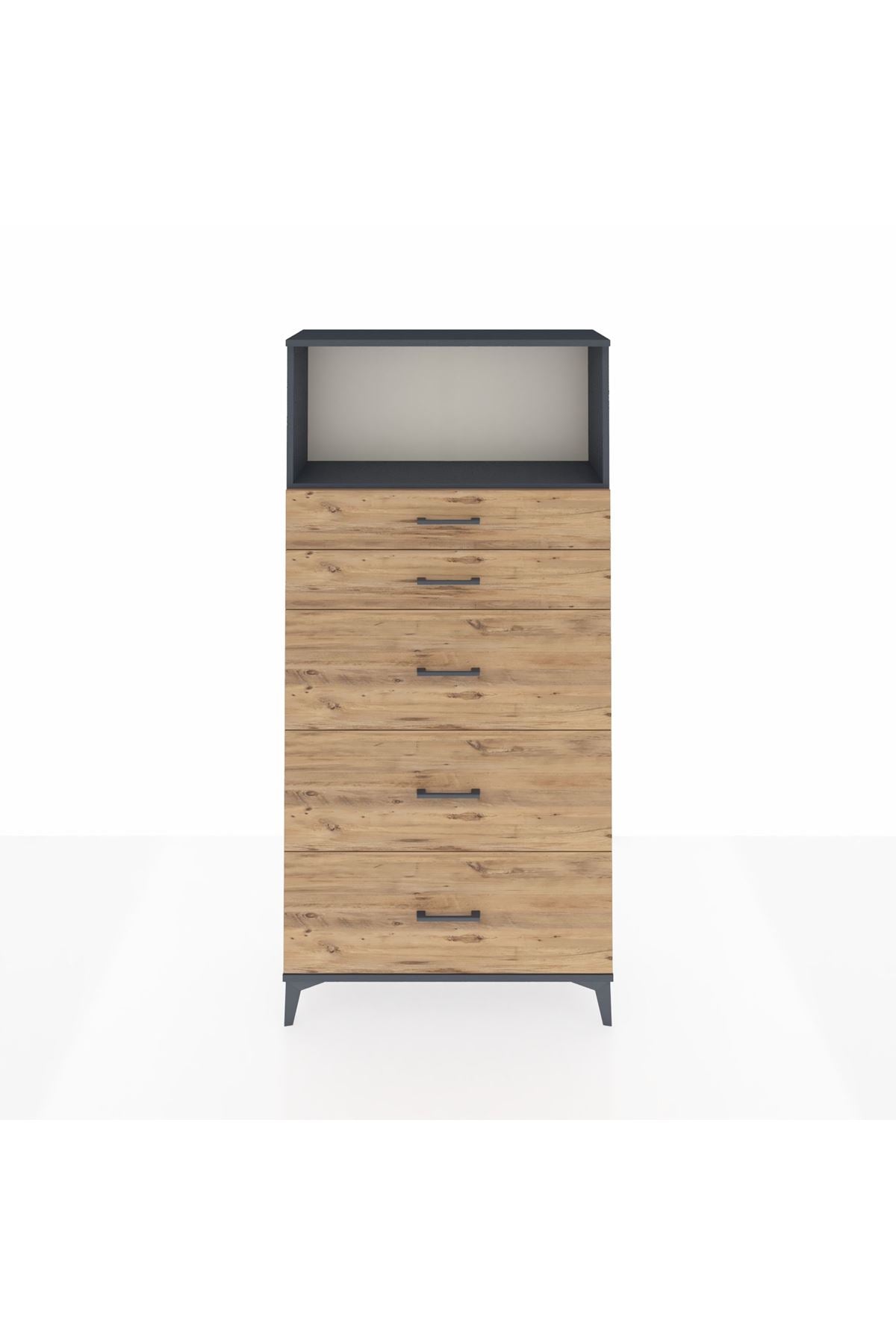 Arges Dolap Tek Raflı 5 Çekmeceli 88x30x182 - S24M050V6A