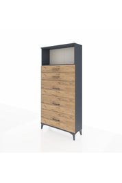 Arges Dolap Tek Raflı 5 Çekmeceli 88x30x182 - S24M050V6A