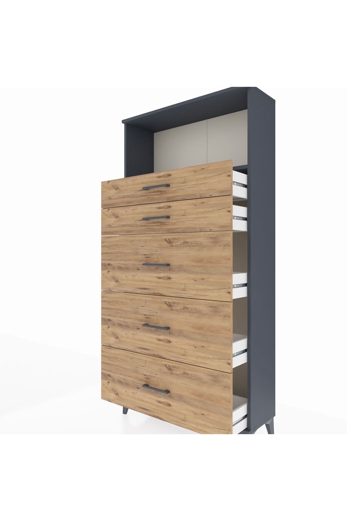 Arges Dolap Tek Raflı 5 Çekmeceli 88x30x182 - S24M050V6A
