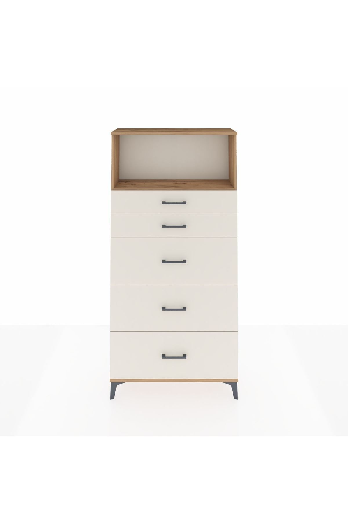 Arges Dolap Tek Raflı 5 Çekmeceli 88x30x182 - S24M050V7A