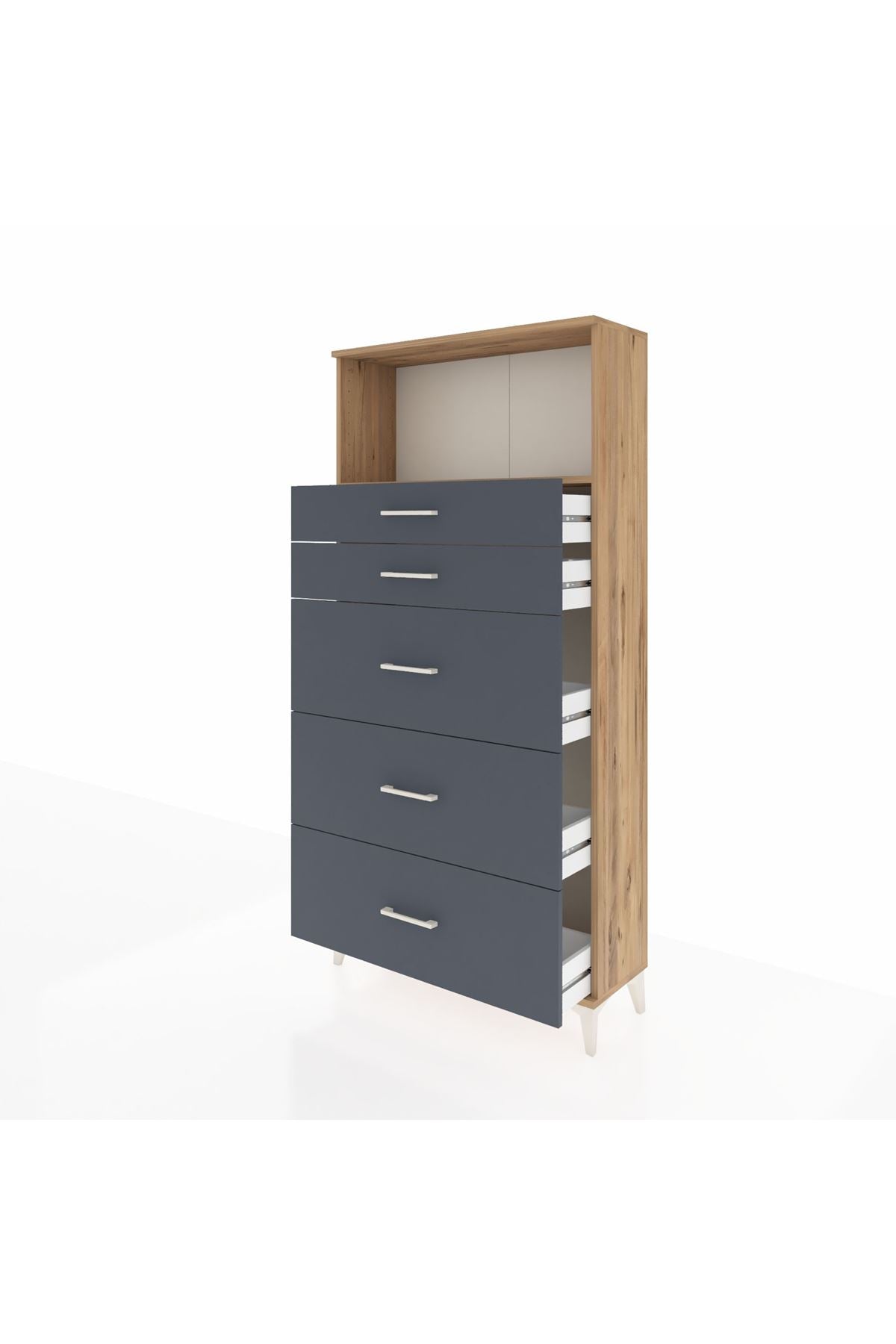 Arges Dolap Tek Raflı 5 Çekmeceli 88x30x182 - S24M050V8A