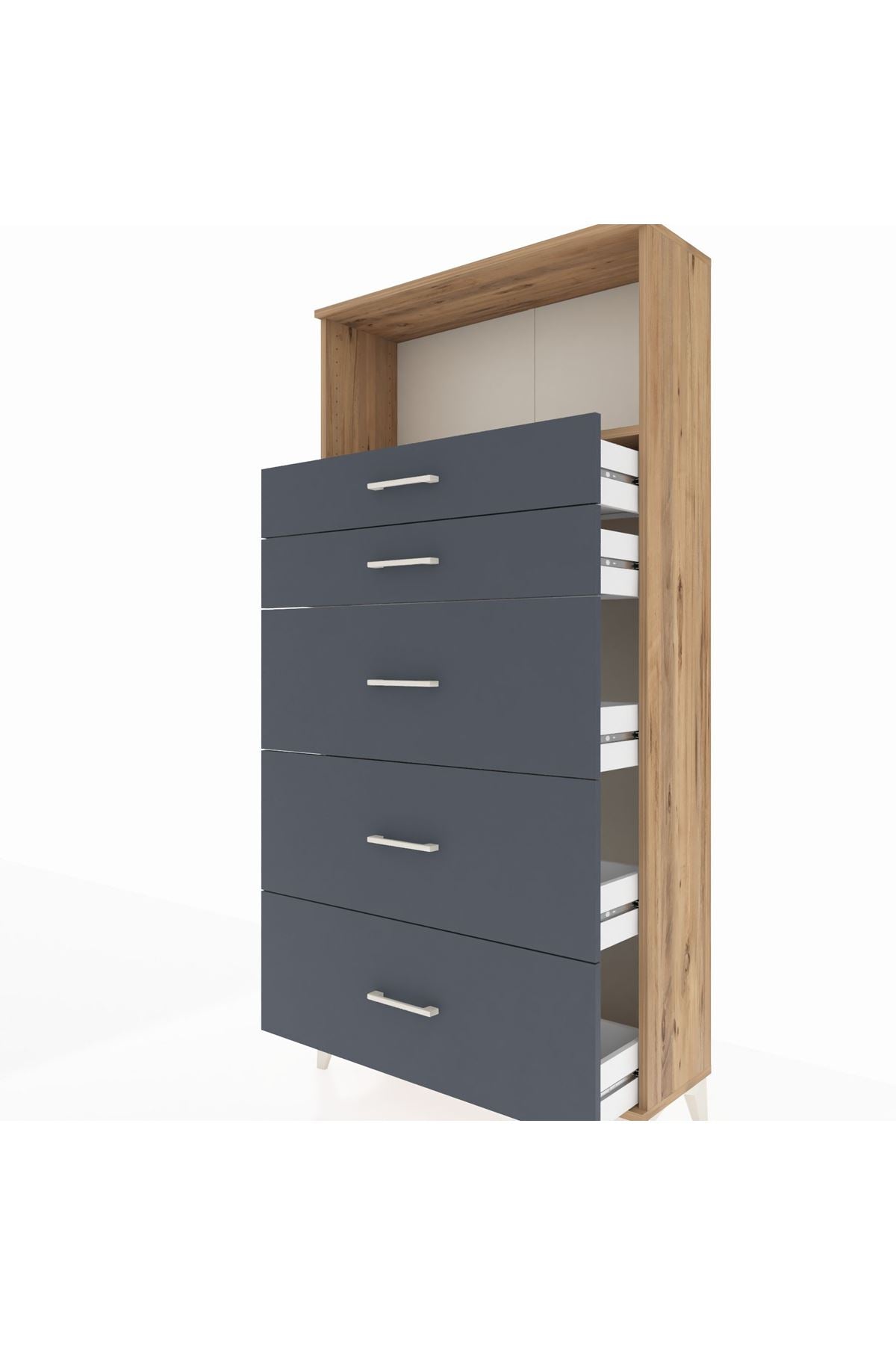 Arges Dolap Tek Raflı 5 Çekmeceli 88x30x182 - S24M050V8A