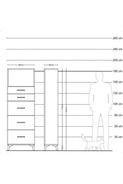 Arges Dolap Tek Raflı 5 Çekmeceli 88x30x182 - S24M050V8A