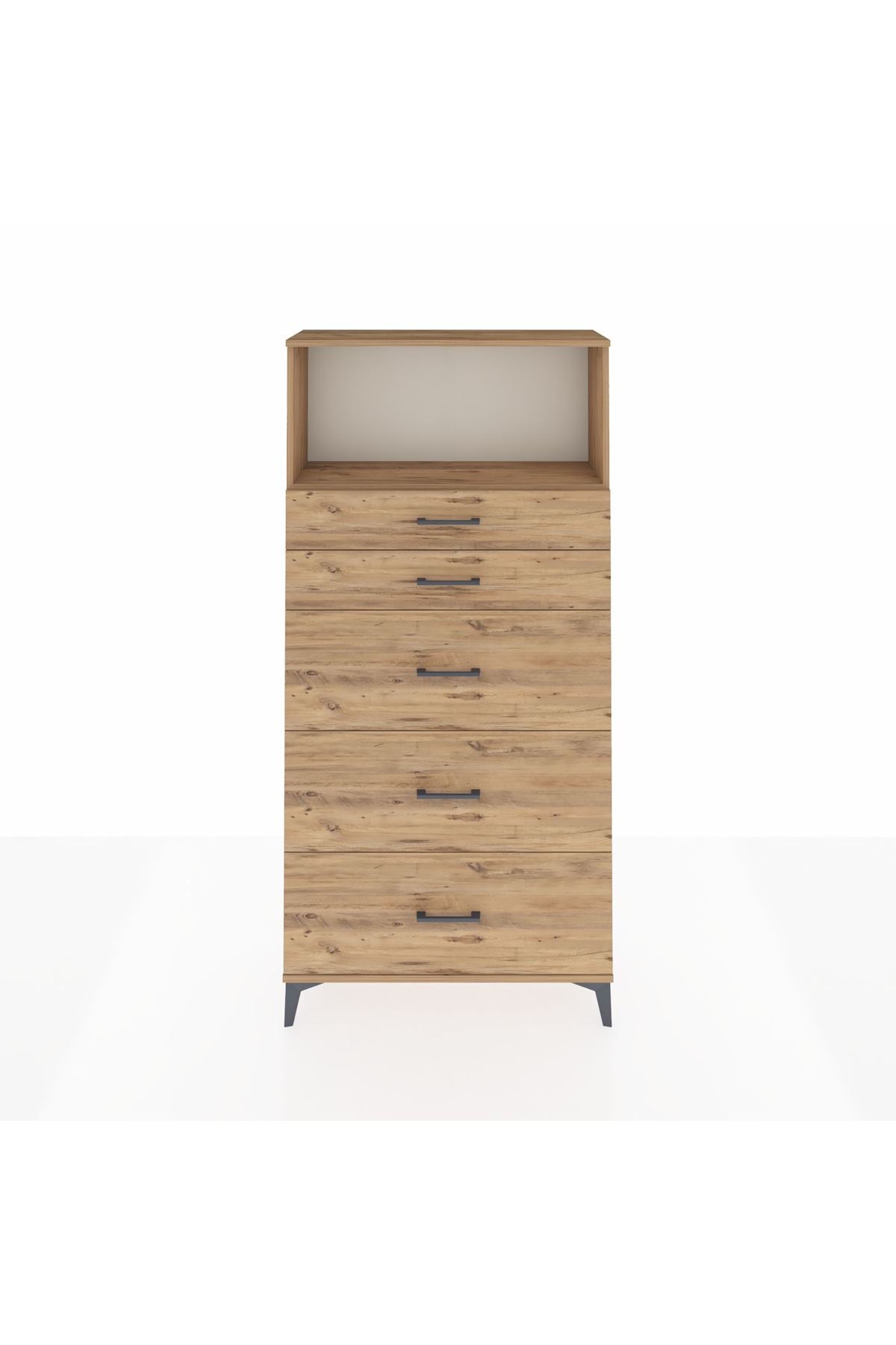 Arges Dolap Tek Raflı 5 Çekmeceli 88x30x182 - S24M050V9A