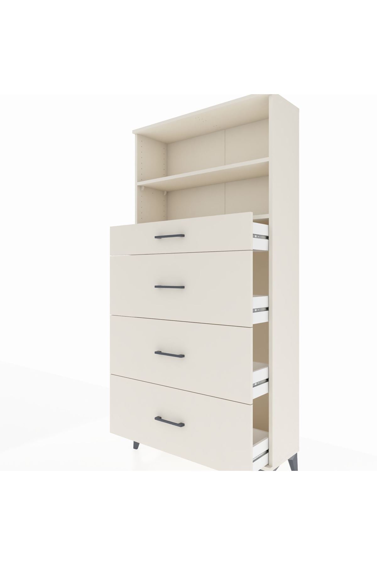 Arges Dolap 2 Raflı 4 Çekmeceli 88x30x182 - S24M051V1A