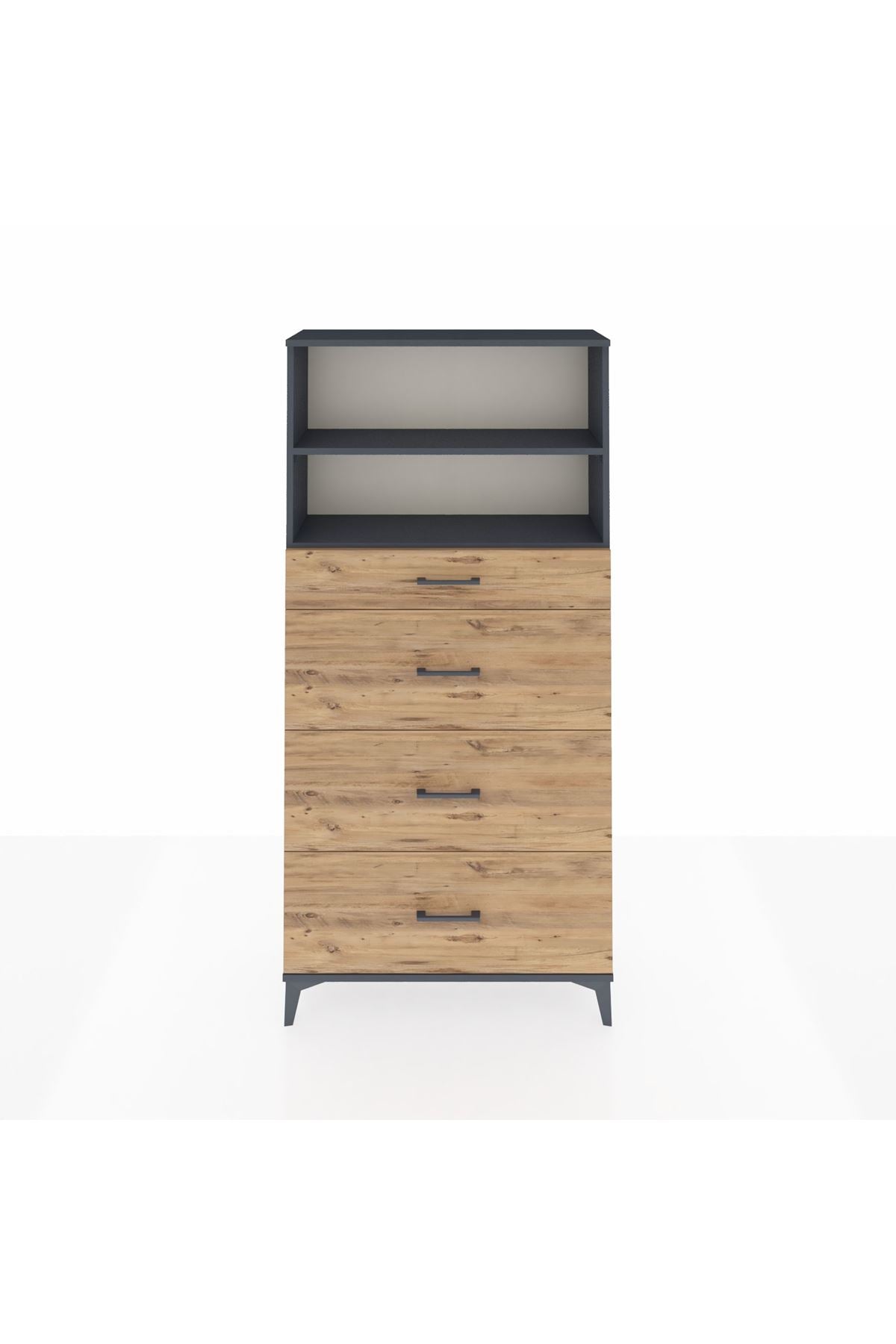 Arges Dolap 2 Raflı 4 Çekmeceli 88x30x182 - S24M051V6A