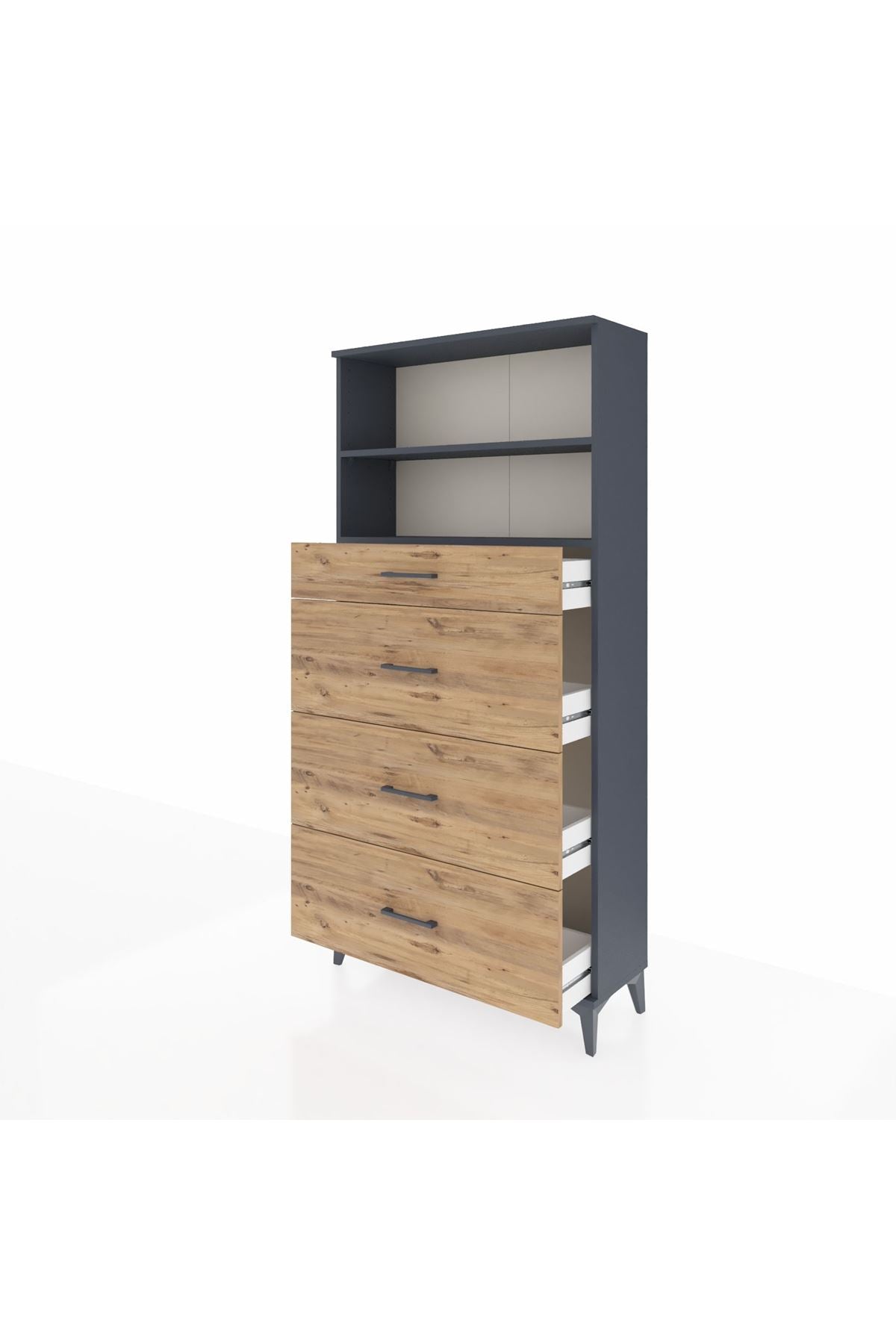 Arges Dolap 2 Raflı 4 Çekmeceli 88x30x182 - S24M051V6A