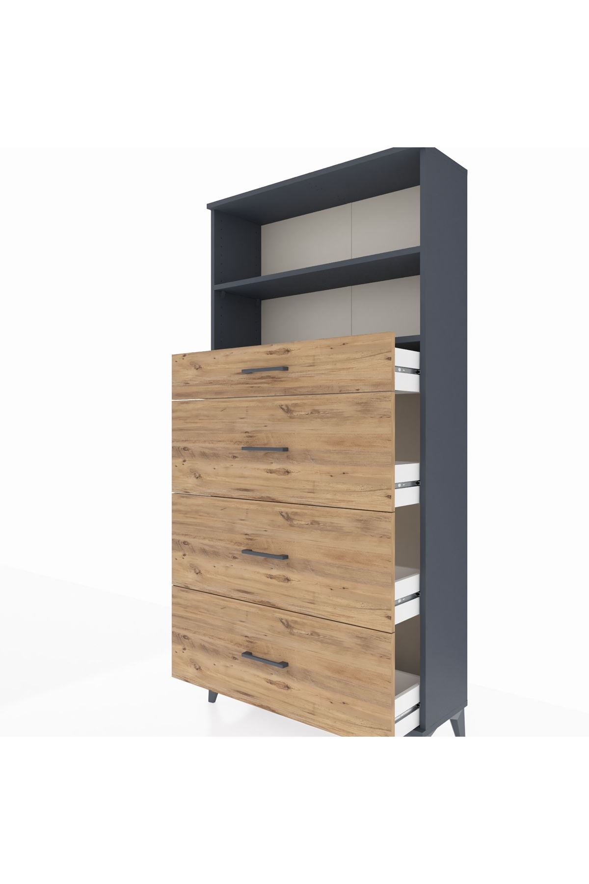 Arges Dolap 2 Raflı 4 Çekmeceli 88x30x182 - S24M051V6A