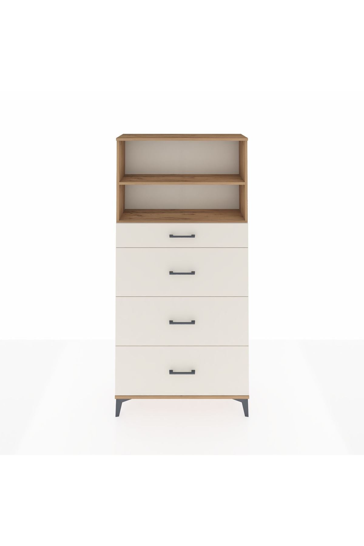 Arges Dolap 2 Raflı 4 Çekmeceli 88x30x182 - S24M051V7A
