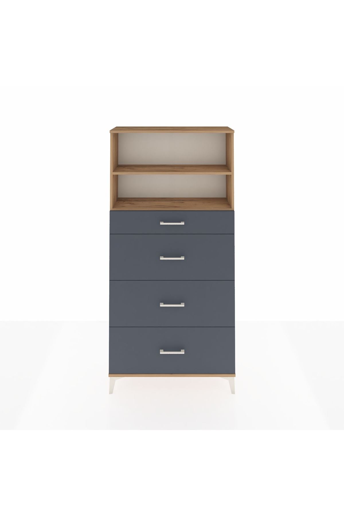 Arges Dolap 2 Raflı 4 Çekmeceli 88x30x182 - S24M051V8A