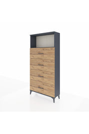 Arges Dolap 2 Raflı 4 Çekmeceli 88x30x182 - S24M053V6A