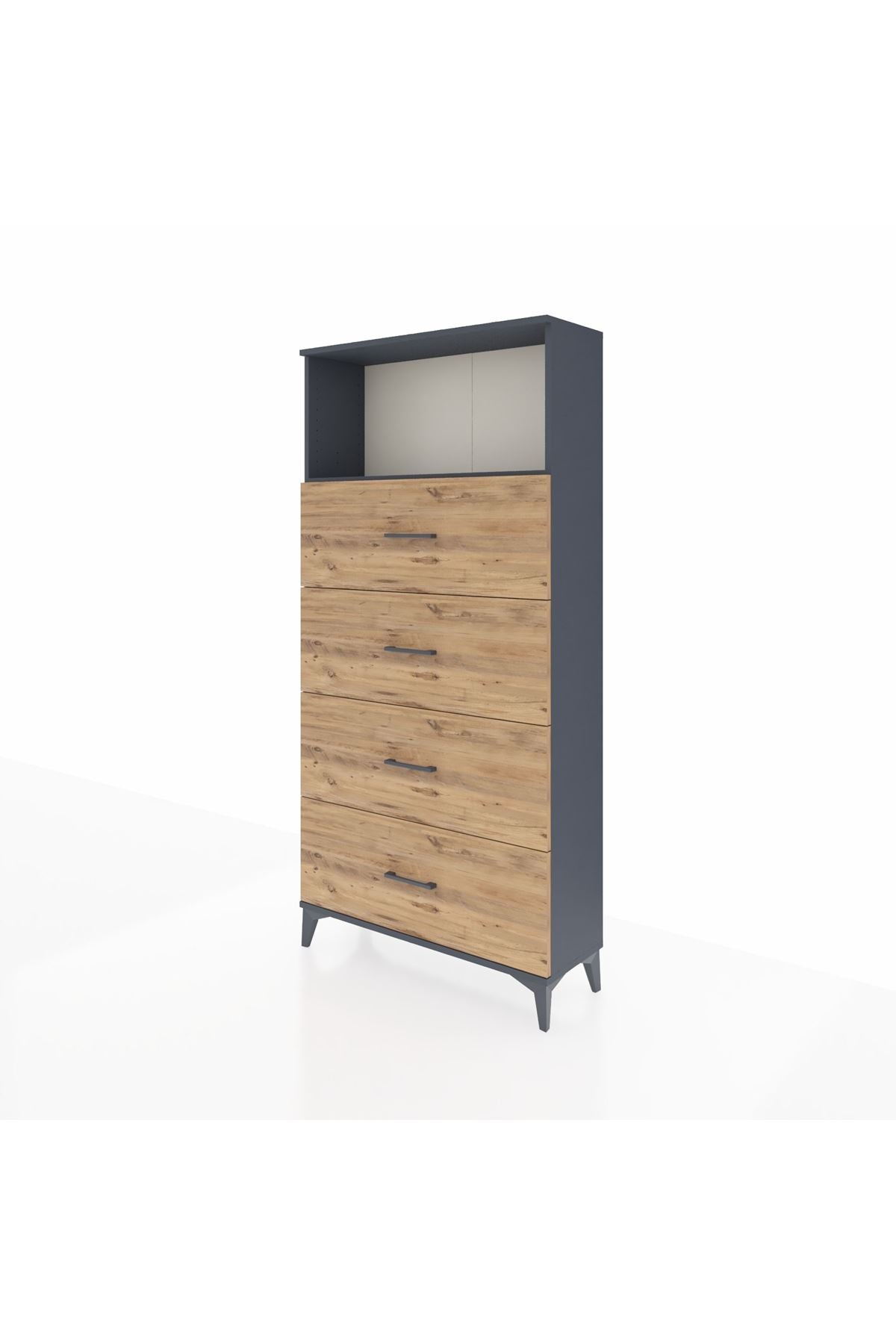 Arges Dolap 2 Raflı 4 Çekmeceli 88x30x182 - S24M053V6A