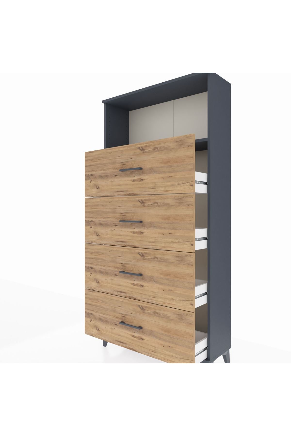 Arges Dolap 2 Raflı 4 Çekmeceli 88x30x182 - S24M053V6A