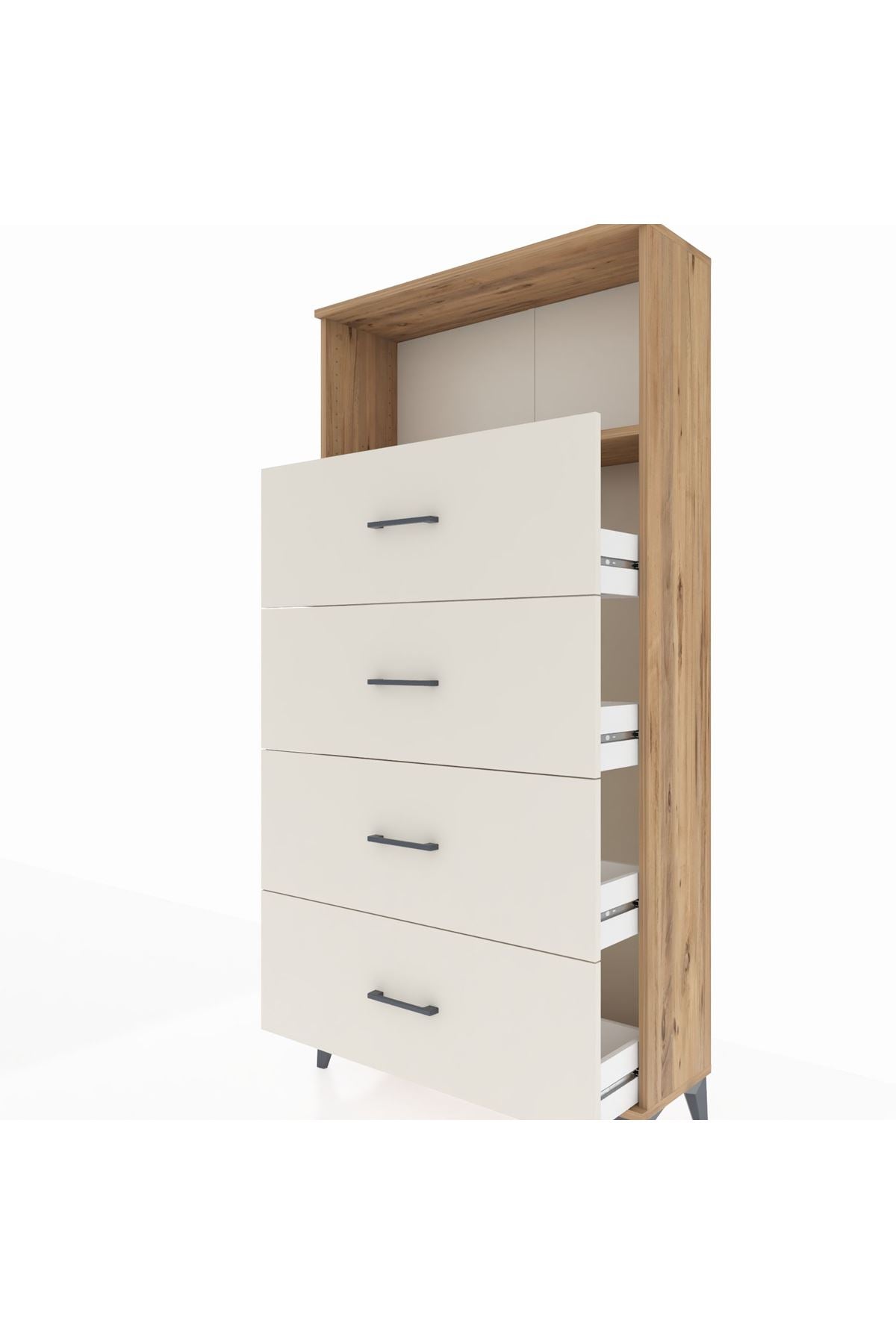Arges Dolap 2 Raflı 4 Çekmeceli 88x30x182 - S24M053V7A