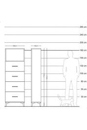 Arges Dolap 2 Raflı 4 Çekmeceli 88x30x182 - S24M053V8A