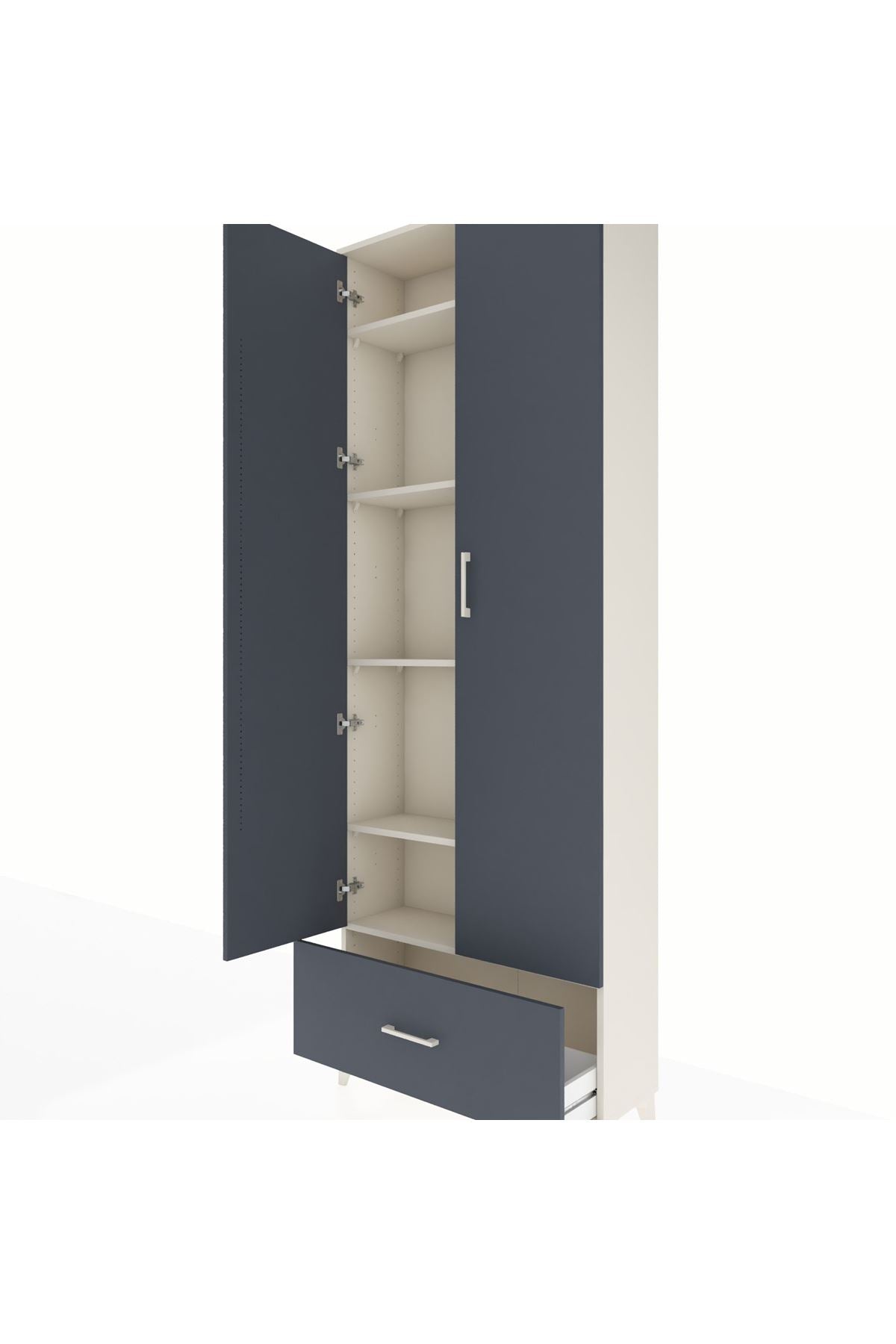 Arges Dolap 5 Raflı Tek Çekmeceli 2 Kapaklı 88x30x243 - S33M001V2A