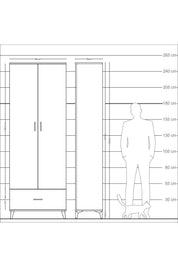 Arges Dolap 5 Raflı Tek Çekmeceli 2 Kapaklı 88x30x243 - S33M001V6A