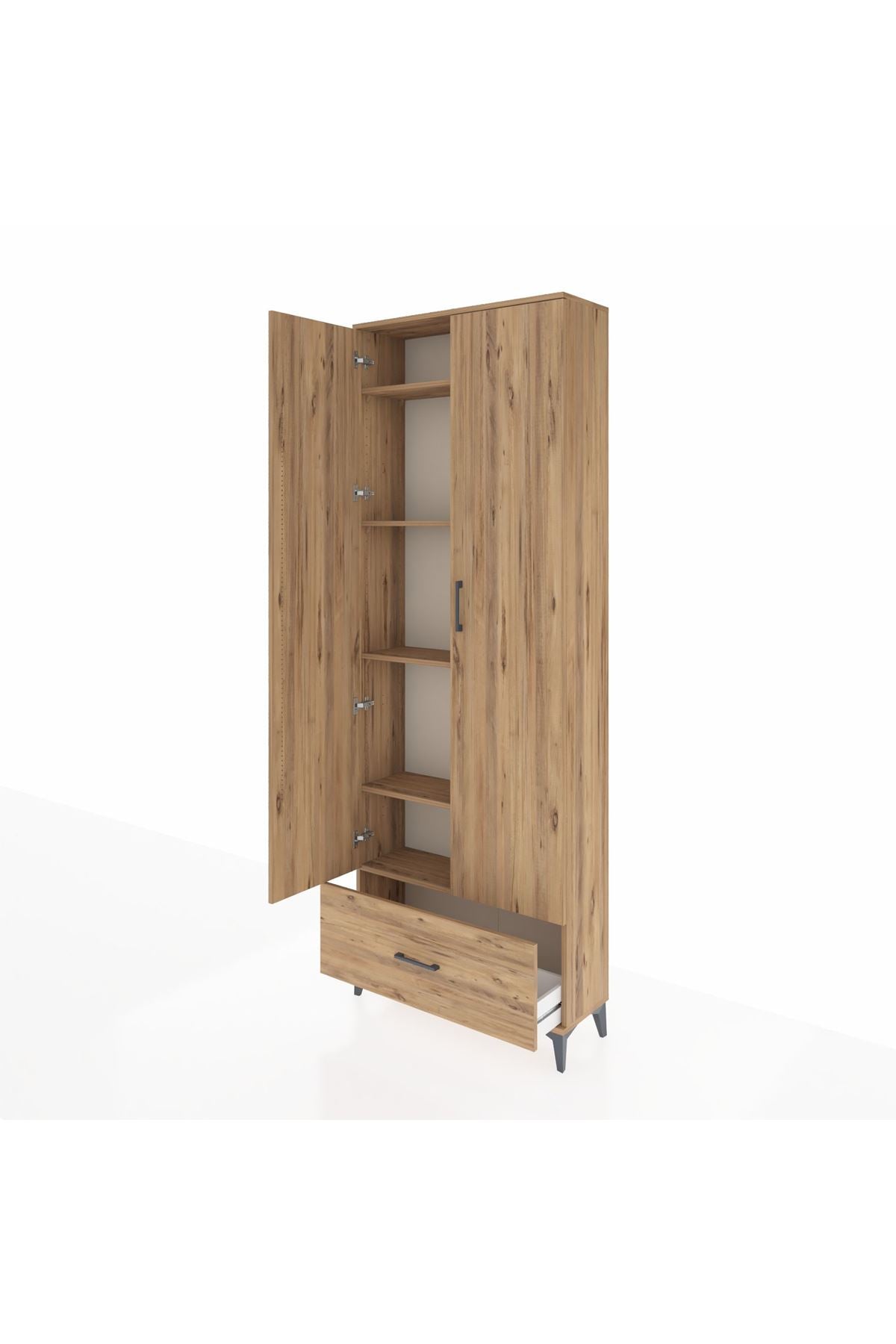 Arges Dolap 5 Raflı Tek Çekmeceli 2 Kapaklı 88x30x243 - S33M001V9A