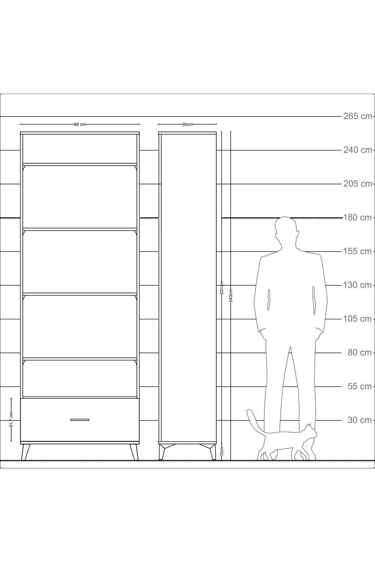 Arges Dolap 5 Raflı Tek Çekmeceli 88x30x243 - S33M002V4A