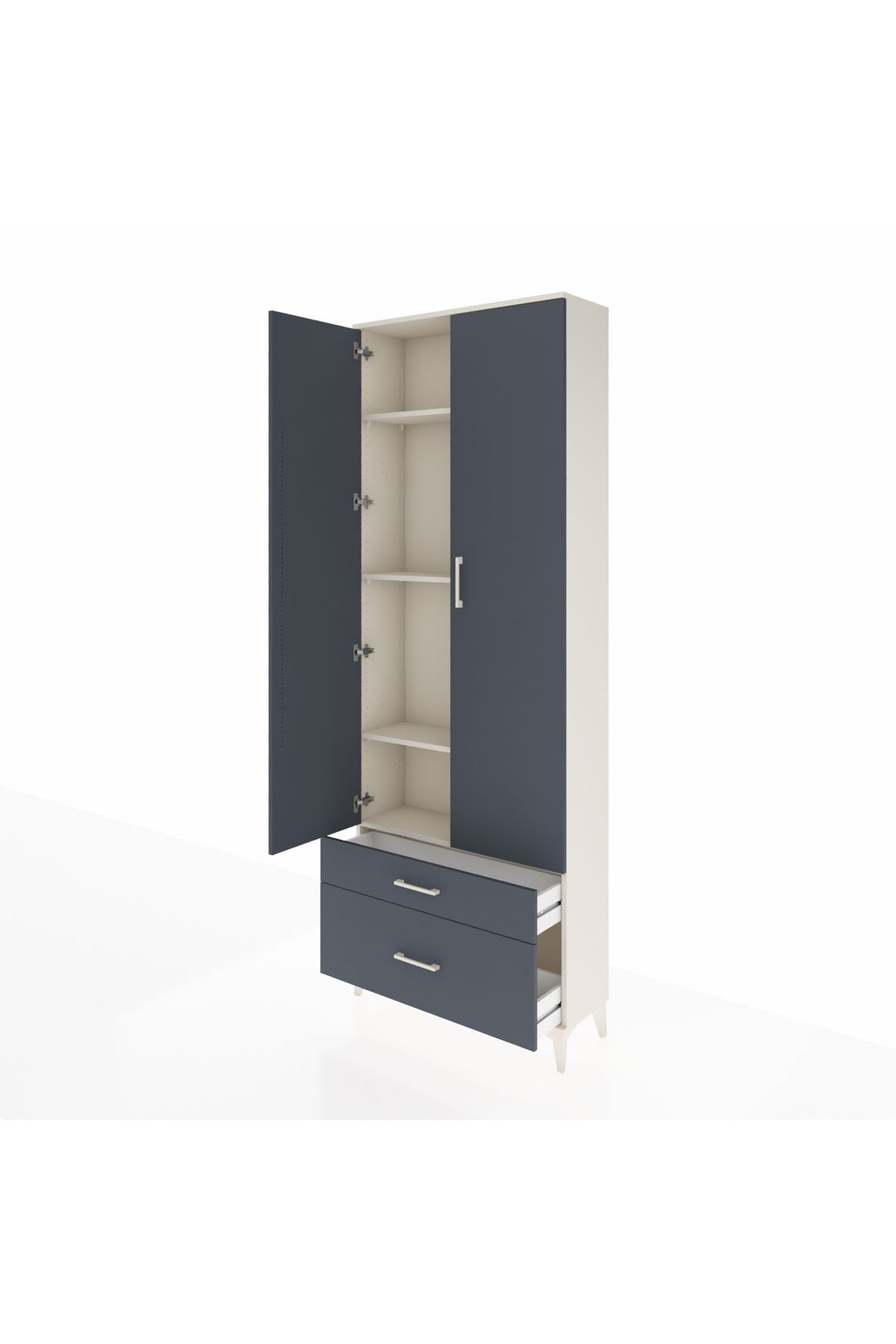 Arges Dolap 4 Raflı 2 Çekmeceli 2 Kapaklı 88x30x243 - S33M003V2A