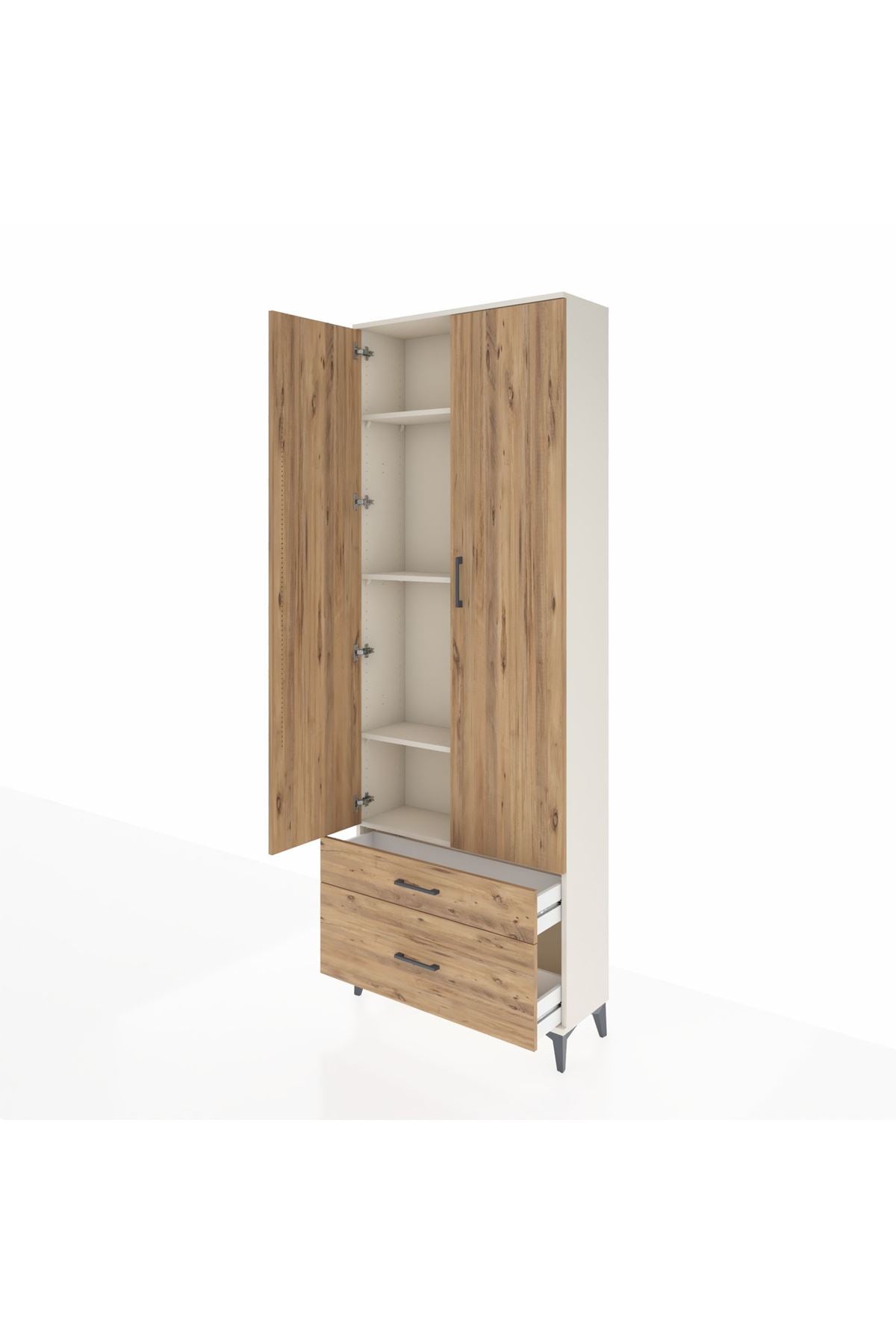 Arges Dolap 4 Raflı 2 Çekmeceli 2 Kapaklı 88x30x243 - S33M003V3A
