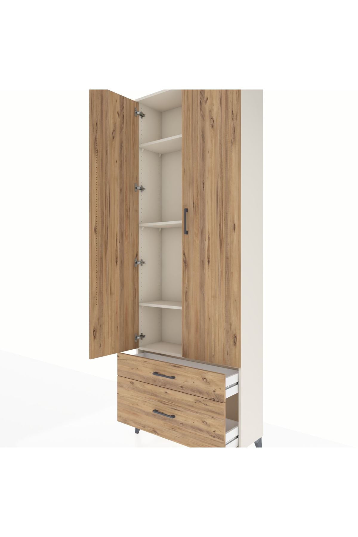 Arges Dolap 4 Raflı 2 Çekmeceli 2 Kapaklı 88x30x243 - S33M003V3A