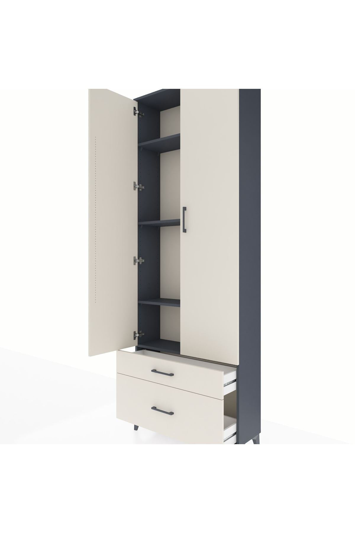 Arges Dolap 4 Raflı 2 Çekmeceli 2 Kapaklı 88x30x243 - S33M003V4A