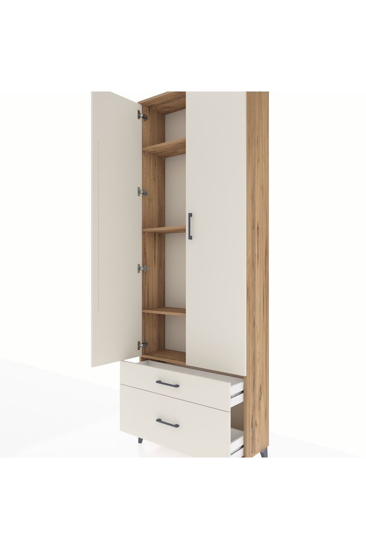 Arges Dolap 4 Raflı 2 Çekmeceli 2 Kapaklı 88x30x243 - S33M003V7A