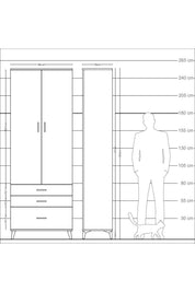 Arges Dolap 4 Raflı 3 Çekmeceli 2 Kapaklı 88x30x243 - S33M005V2A