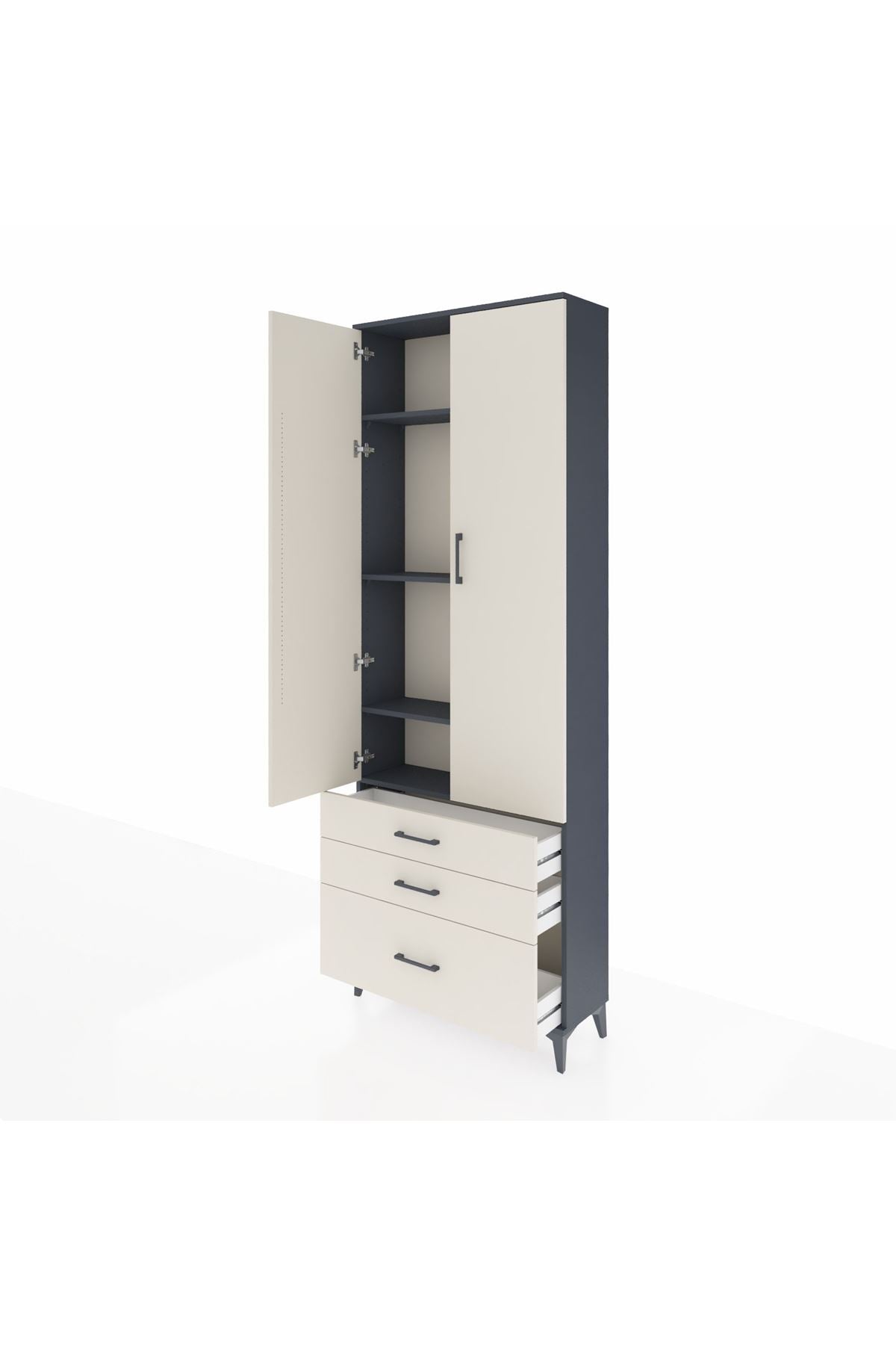 Arges Dolap 4 Raflı 3 Çekmeceli 2 Kapaklı 88x30x243 - S33M005V4A