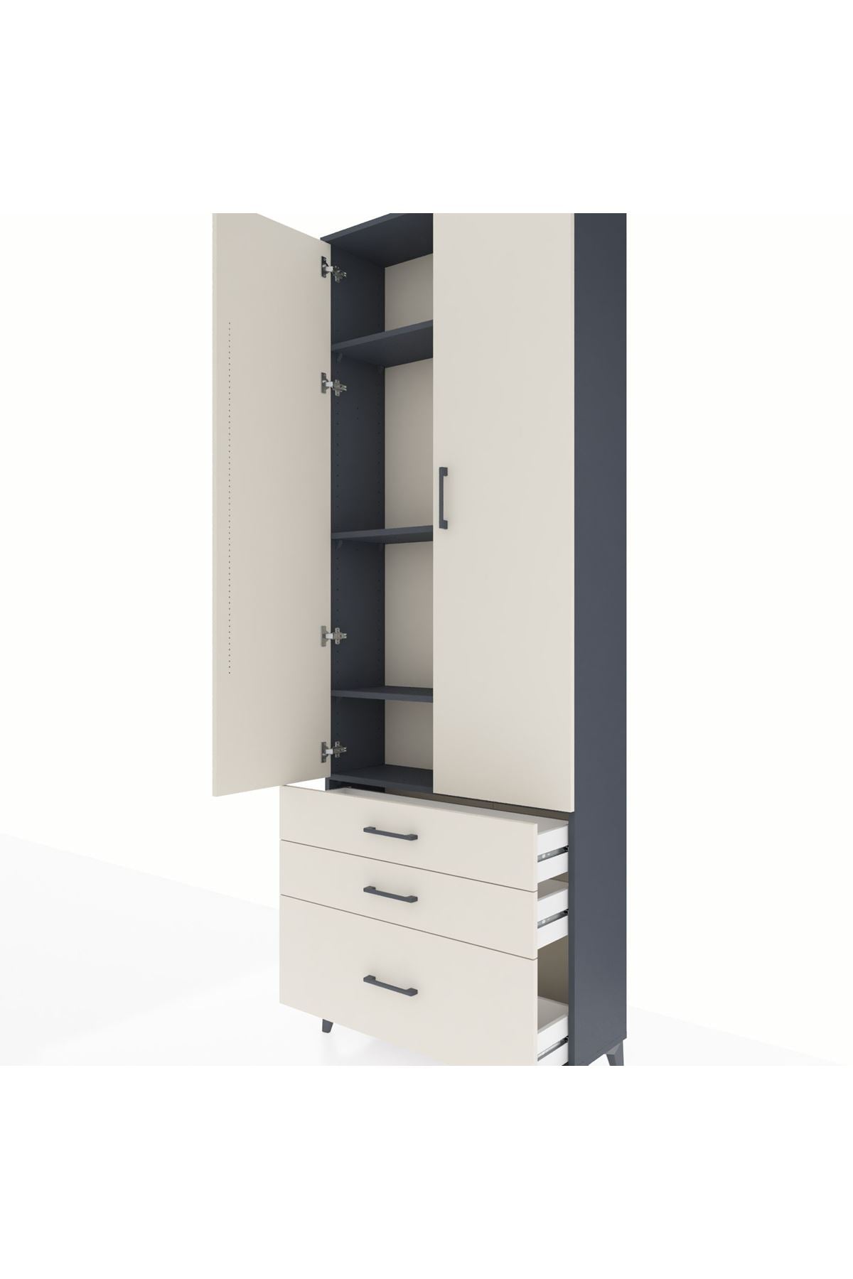 Arges Dolap 4 Raflı 3 Çekmeceli 2 Kapaklı 88x30x243 - S33M005V4A