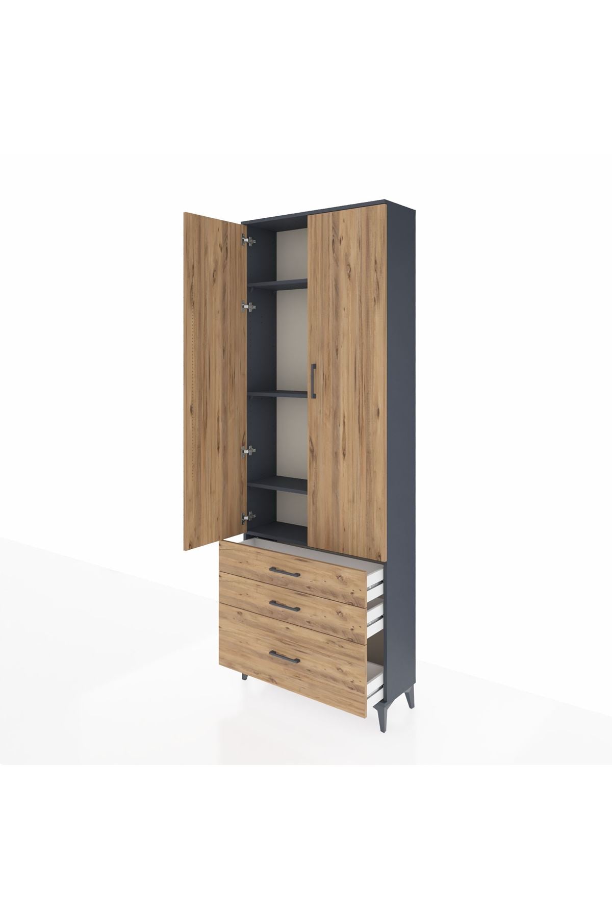 Arges Dolap 4 Raflı 3 Çekmeceli 2 Kapaklı 88x30x243 - S33M005V6A
