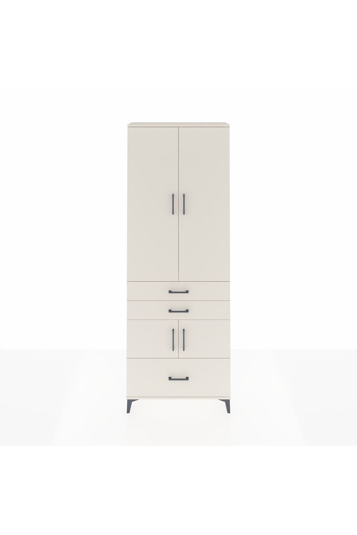 Arges Dolap 4 Raflı 3 Çekmeceli 4 Kapaklı 88x30x243 - S33M007V1A