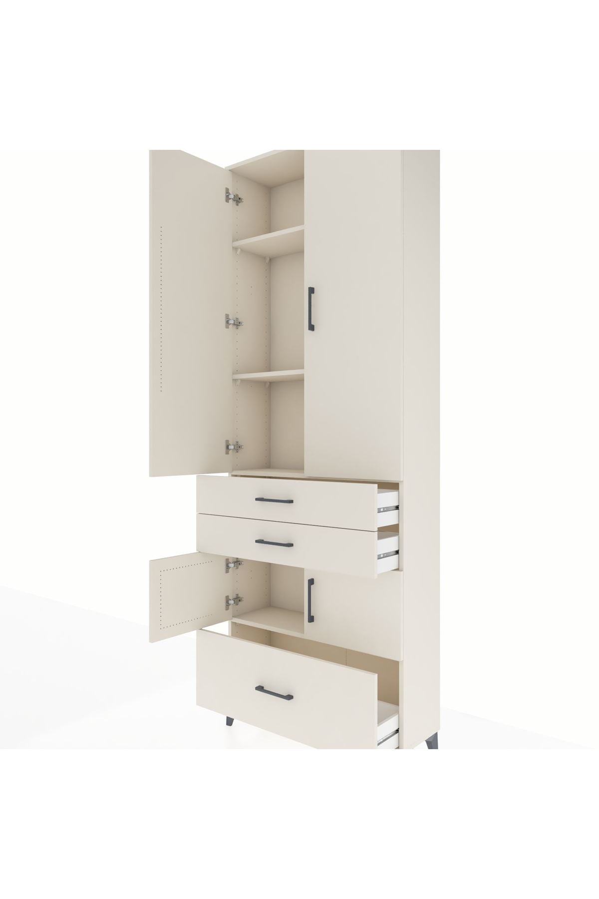 Arges Dolap 4 Raflı 3 Çekmeceli 4 Kapaklı 88x30x243 - S33M007V1A