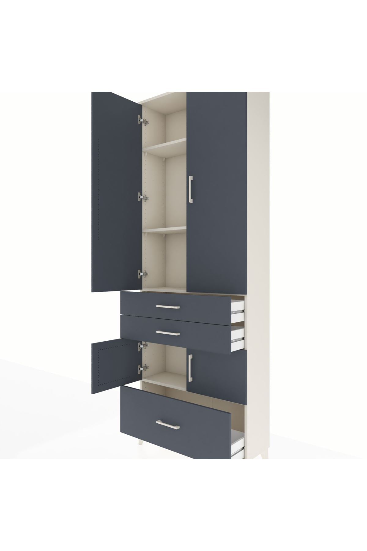 Arges Dolap 4 Raflı 3 Çekmeceli 4 Kapaklı 88x30x243 - S33M007V2A