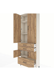 Arges Dolap 4 Raflı 3 Çekmeceli 4 Kapaklı 88x30x243 - S33M007V3A