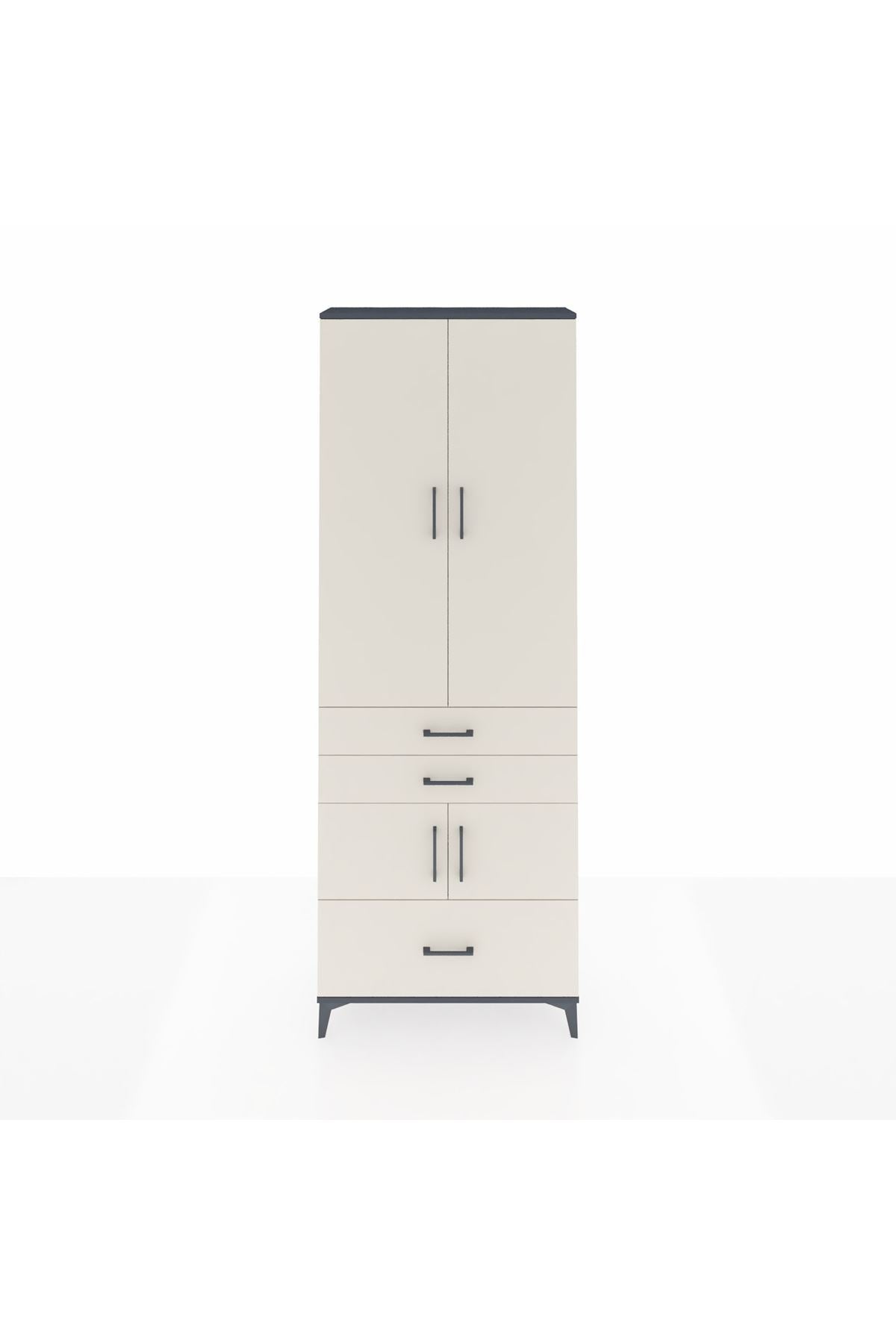 Arges Dolap 4 Raflı 3 Çekmeceli 4 Kapaklı 88x30x243 - S33M007V4A