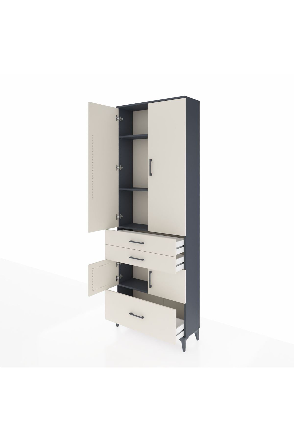 Arges Dolap 4 Raflı 3 Çekmeceli 4 Kapaklı 88x30x243 - S33M007V4A
