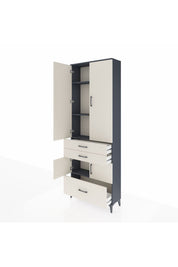 Arges Dolap 4 Raflı 3 Çekmeceli 4 Kapaklı 88x30x243 - S33M007V4A