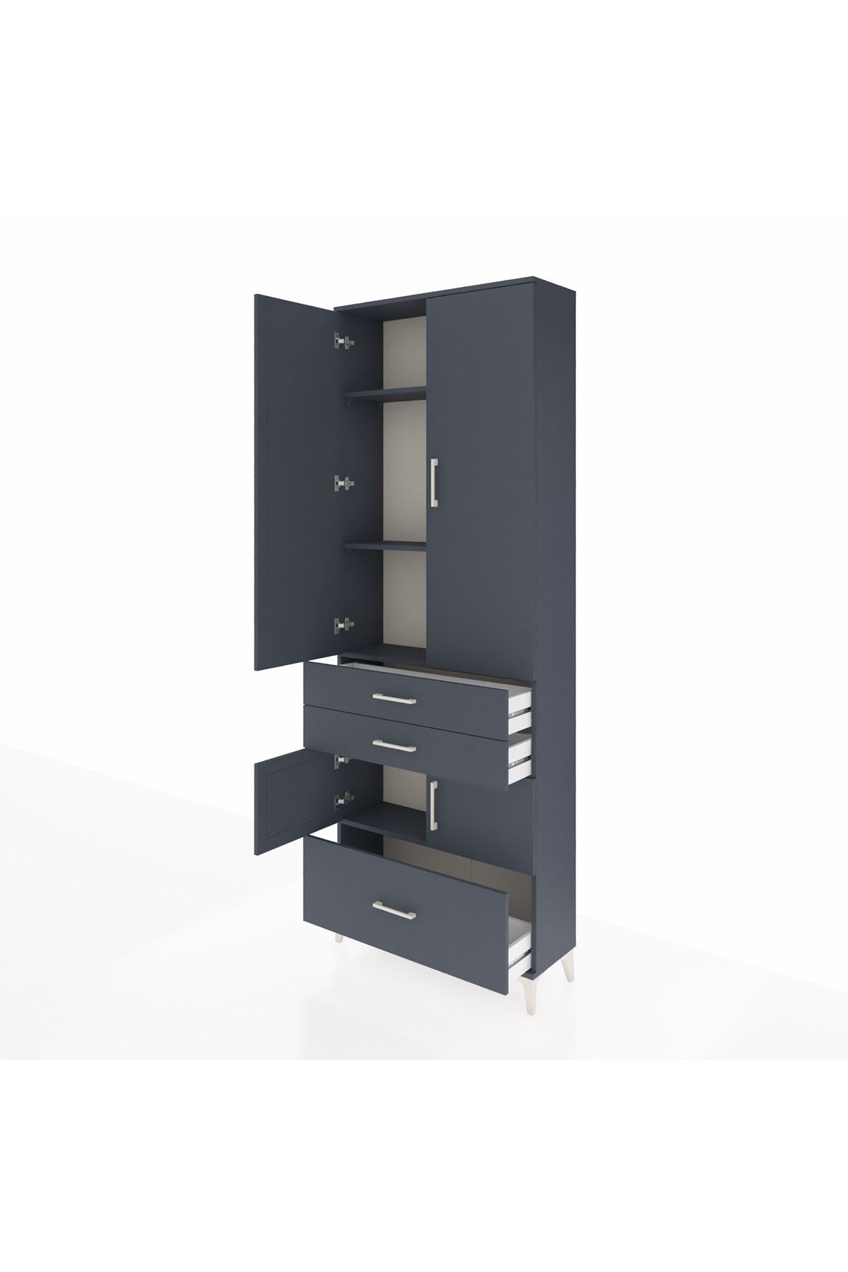 Arges Dolap 4 Raflı 3 Çekmeceli 4 Kapaklı 88x30x243 - S33M007V5A