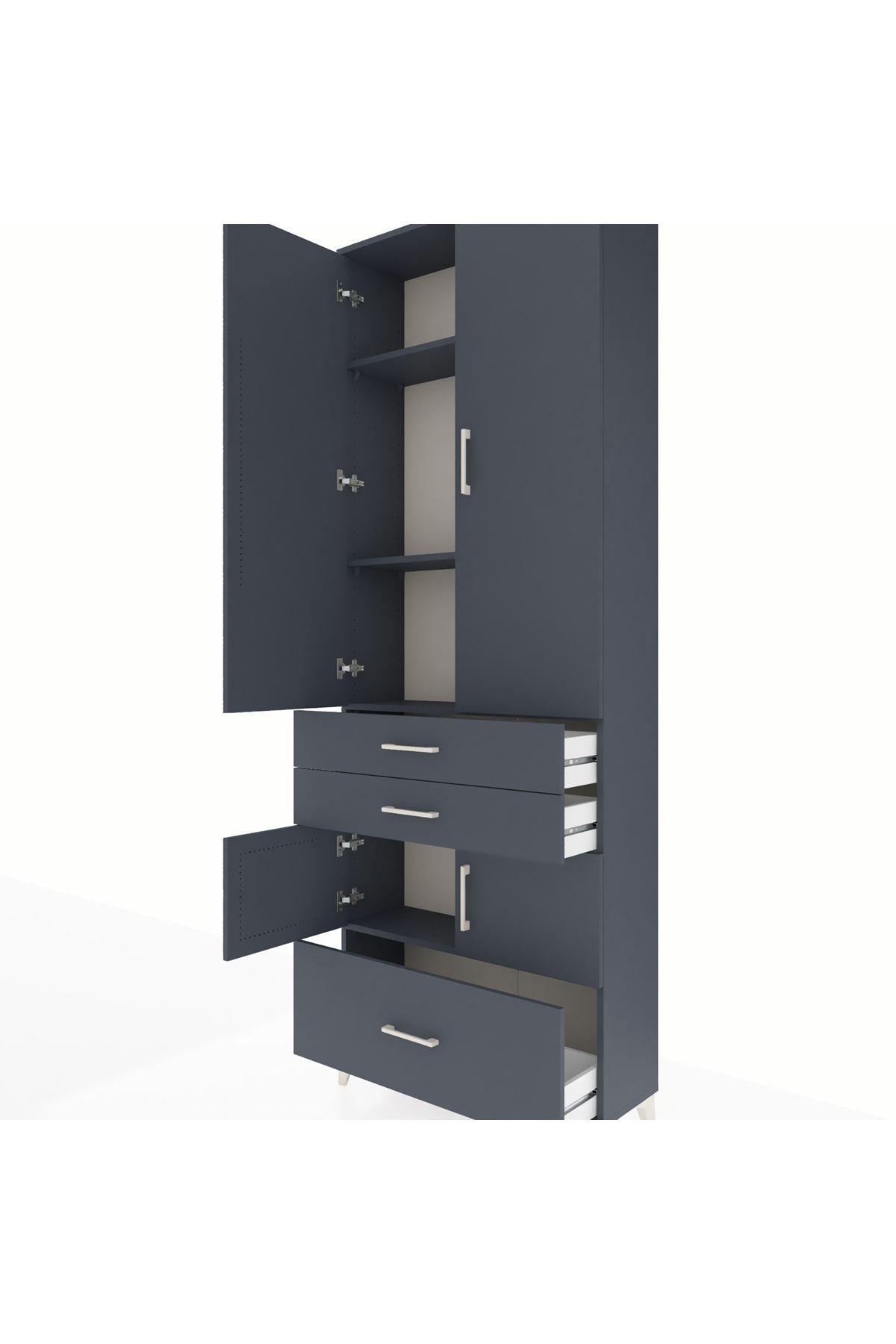 Arges Dolap 4 Raflı 3 Çekmeceli 4 Kapaklı 88x30x243 - S33M007V5A