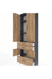 Arges Dolap 4 Raflı 3 Çekmeceli 4 Kapaklı 88x30x243 - S33M007V6A
