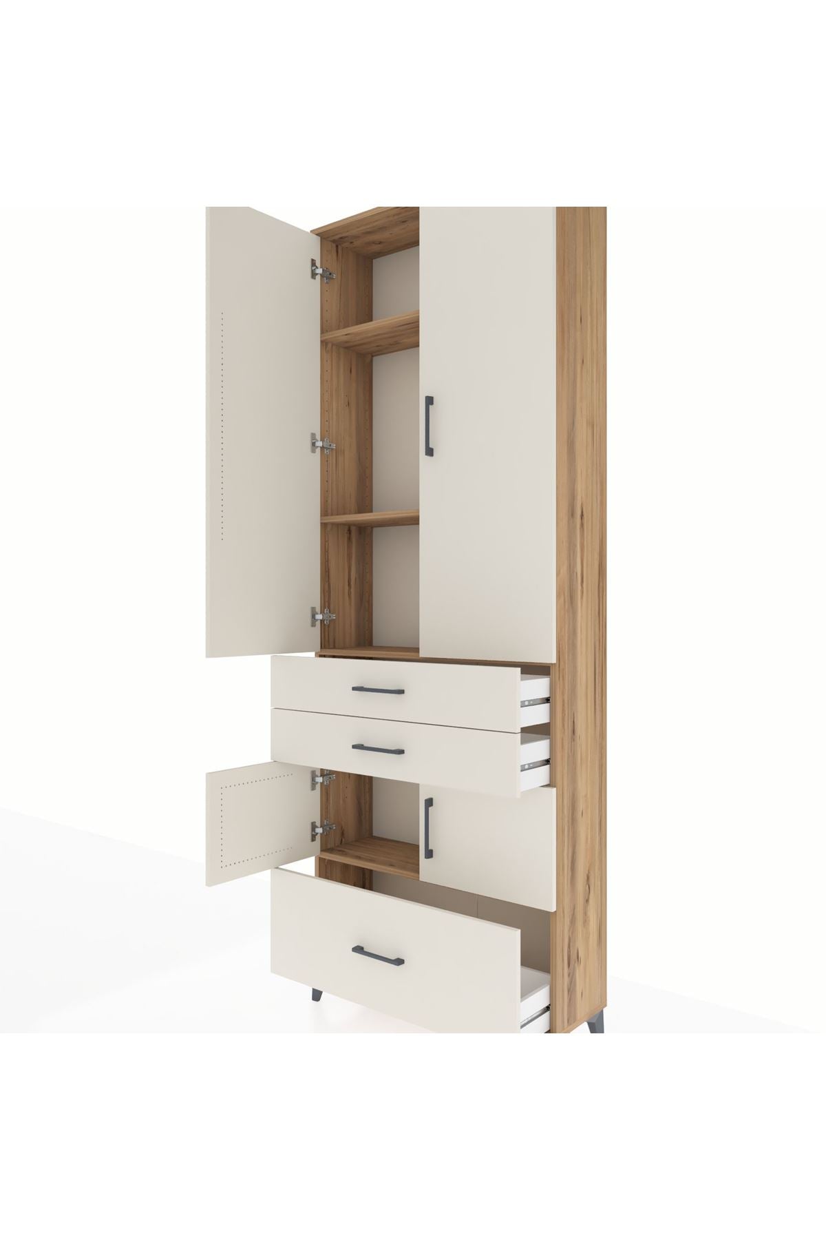 Arges Dolap 4 Raflı 3 Çekmeceli 4 Kapaklı 88x30x243 - S33M007V7A