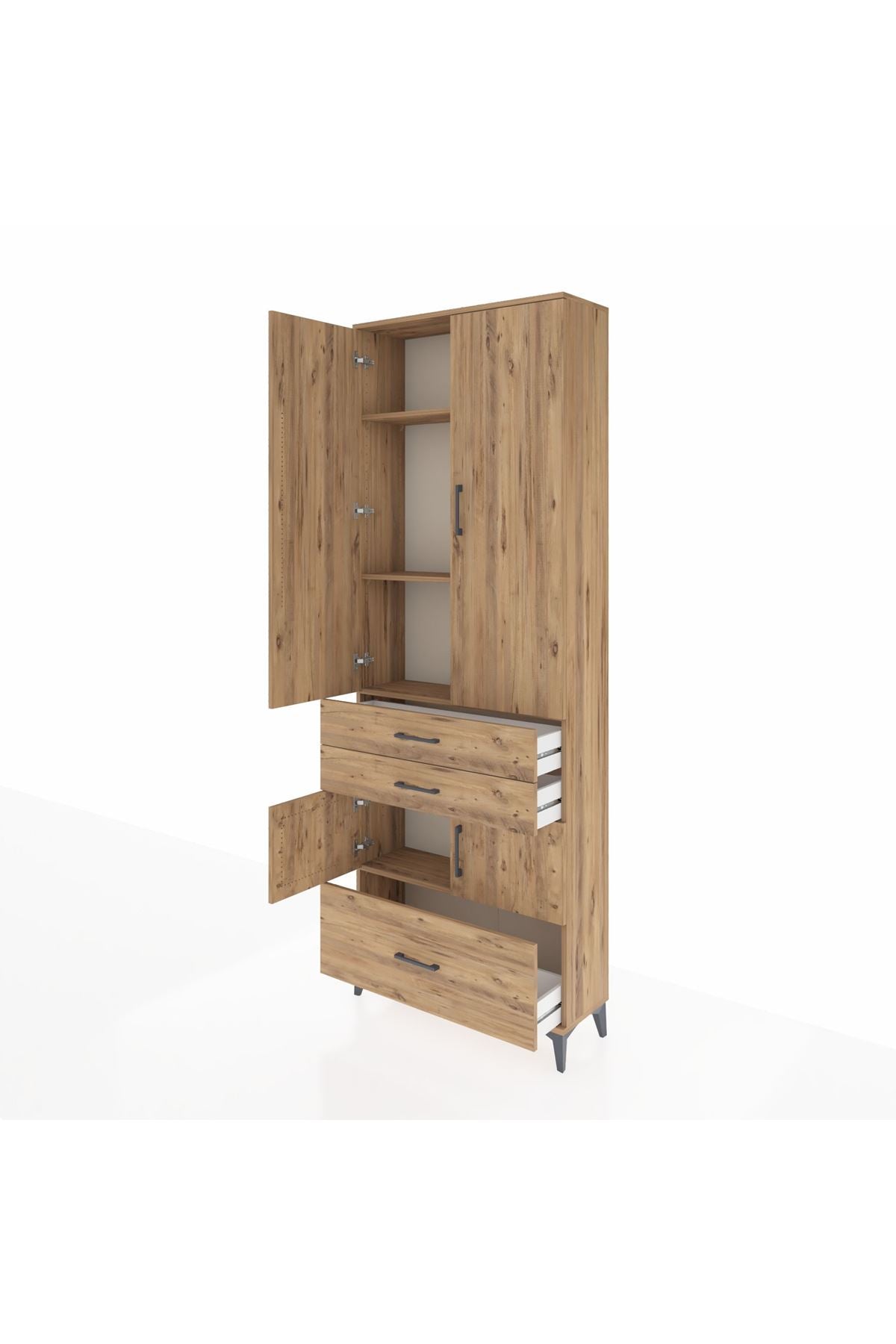 Arges Dolap 4 Raflı 3 Çekmeceli 4 Kapaklı 88x30x243 - S33M007V9A