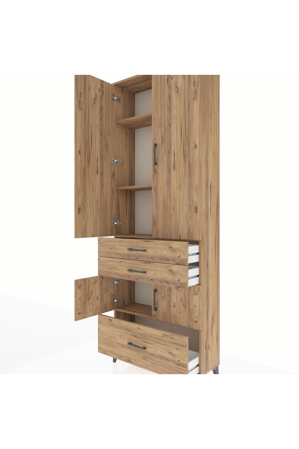 Arges Dolap 4 Raflı 3 Çekmeceli 4 Kapaklı 88x30x243 - S33M007V9A