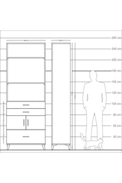 Arges Dolap 4 Raflı 3 Çekmeceli 2 Kapaklı 88x30x243 - S33M008V5A