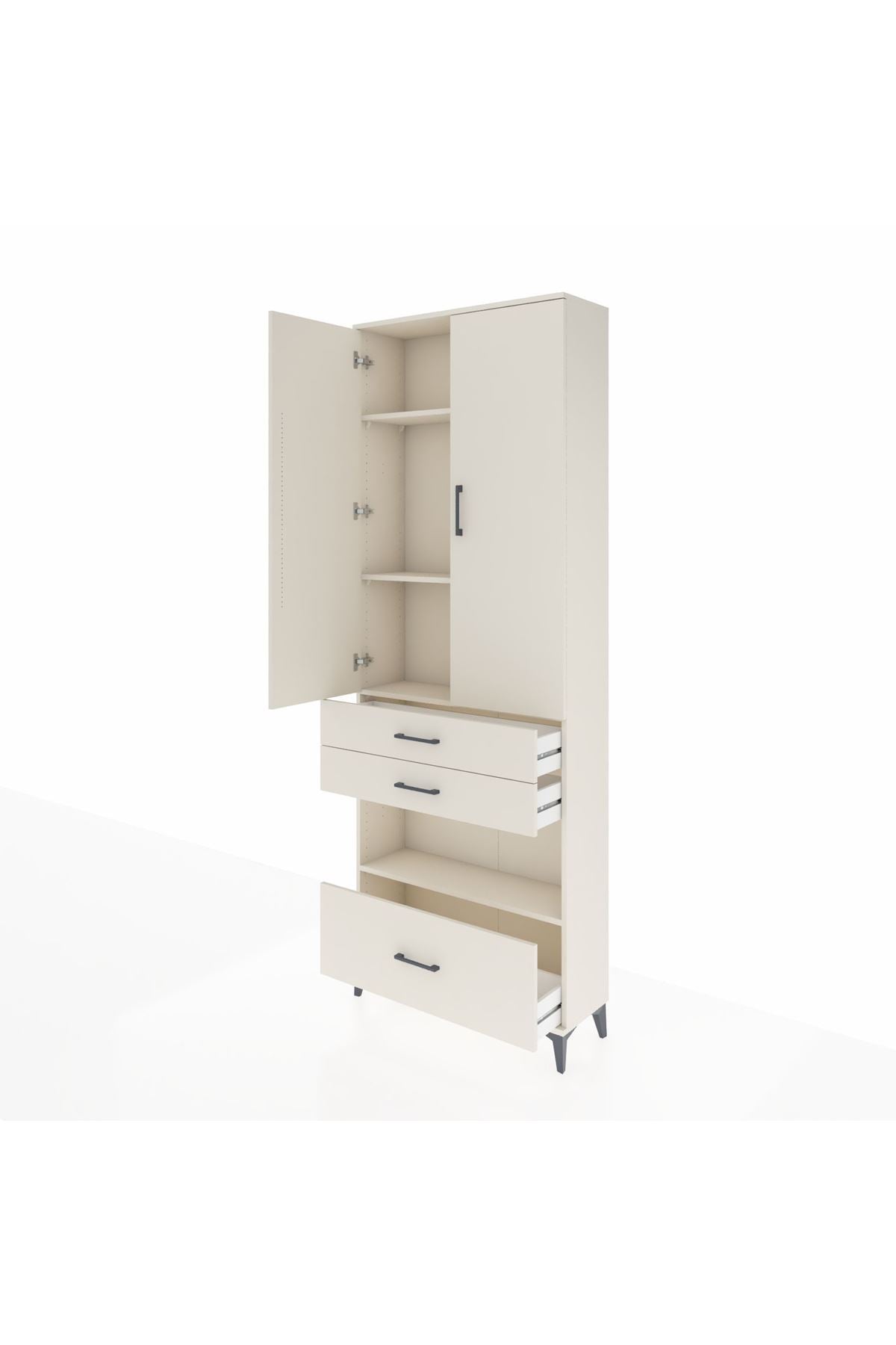 Arges Dolap 4 Raflı 3 Çekmeceli 2 Kapaklı 88x30x243 - S33M009V1A